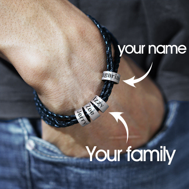 European And American Braided Beaded Bracelet Men's DIY Custom Letters European And American Braided Beaded Bracelet Men's DIY Custom Letters